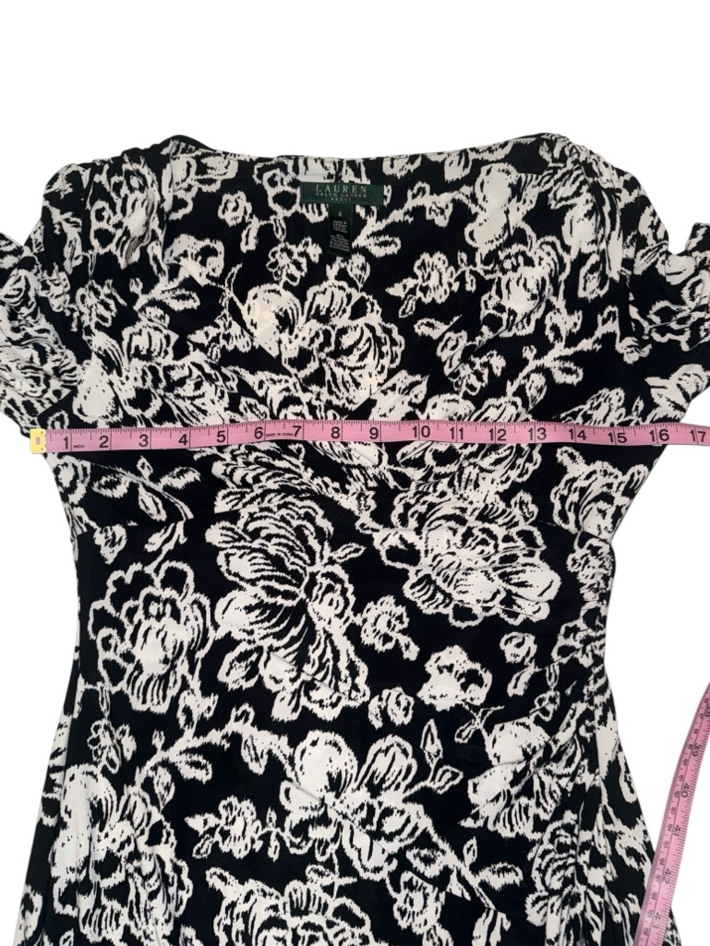 Lauren Ralph Lauren Faux Wrap Floral Midi Shift Dress Sz 4 Original $134 - Picture 4 of 7